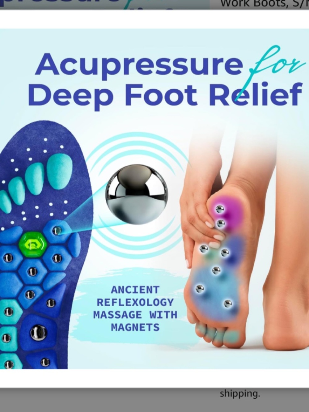 2 Pack - Akusoli Magnetic Acupressure Shoe Insoles - NWT